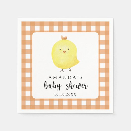 Waterverf Chicken Baby shower Servet (Voorkant)