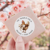 Waterverf Chicken Bow Family Boerderij Ronde Sticker