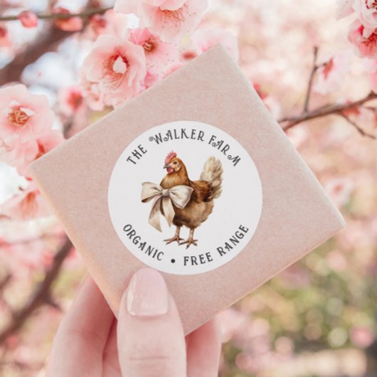 Waterverf Chicken Bow Family Boerderij Ronde Sticker