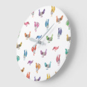 Waterverf Chicken Clock Grote Klok (Hoek)