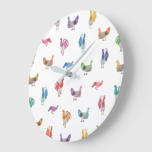 Waterverf Chicken Clock Grote Klok (Hoek)