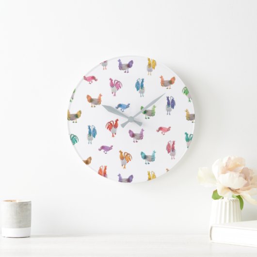 Waterverf Chicken Clock Grote Klok (Huis)