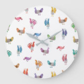 Waterverf Chicken Clock Grote Klok (Voorkant)