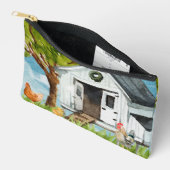 "Waterverf Chicken Coop Print Cut Sew Bag - Schatt Etui (Open)
