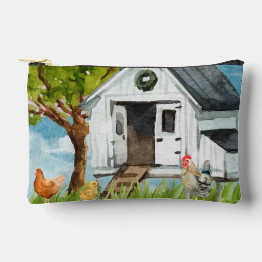 "Waterverf Chicken Coop Print Cut Sew Bag - Schatt Etui (Voorkant)