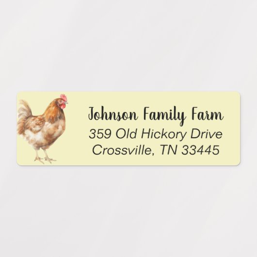 Waterverf Chicken Custom Labels (Design 1)