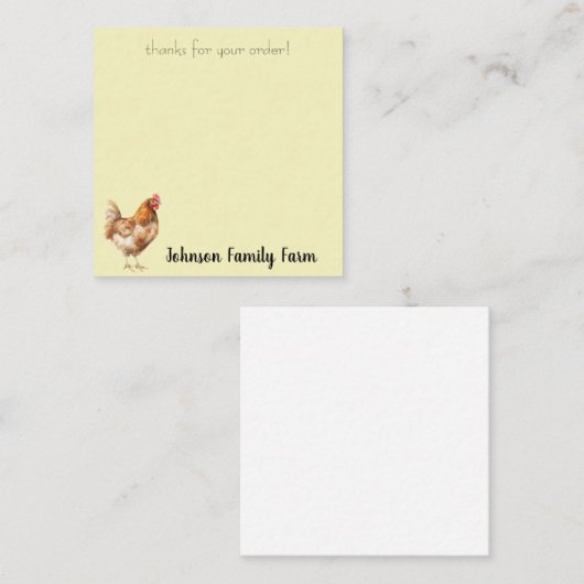 Waterverf Chicken Custom Notitiekaartje (Voorkant / Achterkant)