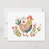 Waterverf Chicken Folk Art Stationery Notitiekaartje (Voorkant)