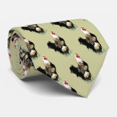 Waterverf Chicken Rooster Barn Pattern Stropdas (Opgerold)