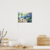 Waterverf Chickens en Hen House Poster (Keuken)