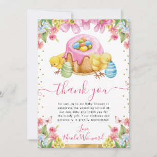 Waterverf Chicks Cake Spring Easter Baby shower Bedankkaart