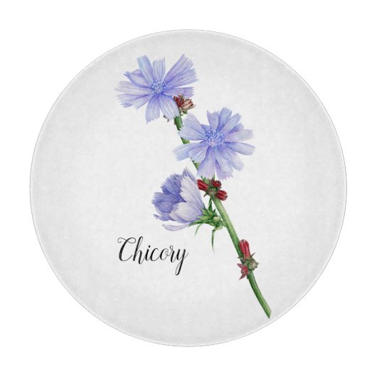 Waterverf Chicory Flowers Snijplank (Voorkant)