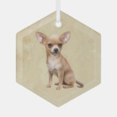 Waterverf Chihuahua Dog Pet Animal Art Glas Ornament (Voorkant)