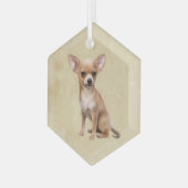 Waterverf Chihuahua Dog Pet Animal Art Glas Ornament (Voorkant links)