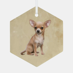 Waterverf Chihuahua Dog Pet Animal Art Glas Ornament