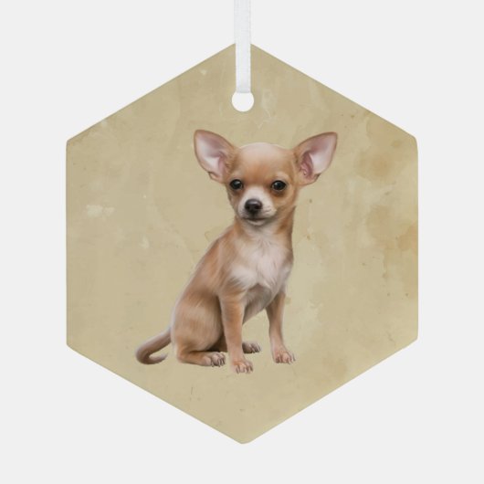Waterverf Chihuahua Dog Pet Animal Art Glas Ornament (Achterkant)