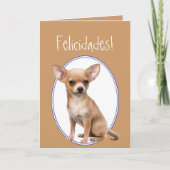 Waterverf Chihuahua, Felicidades! Aangepaste geboo Kaart (Voorkant)