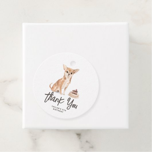 Waterverf Chihuahua Hond Verjaardag Bedankt Bedankjes Labels (In situ)