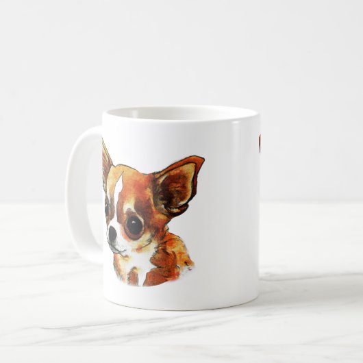 Waterverf Chihuahua Koffiemok (Voorkant links)