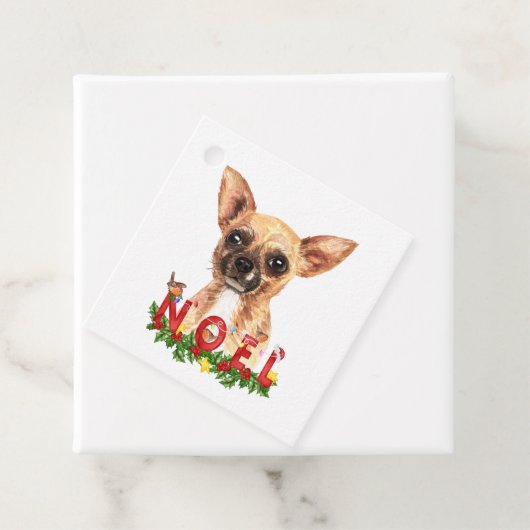 Waterverf Chihuahua Noel Kerstmis Bedankjes Labels (In situ)