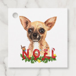 Waterverf Chihuahua Noel Kerstmis Bedankjes Labels