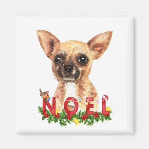 Waterverf Chihuahua Noel Kerstmis Magneet