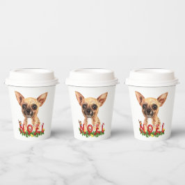 Waterverf Chihuahua Noel Kerstmis Papieren Bekers