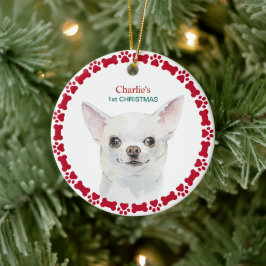 Waterverf Chihuahua Persoonlijke Kerstmis Keramisch Ornament