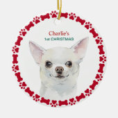 Waterverf Chihuahua Persoonlijke Kerstmis Keramisch Ornament (Voorkant)