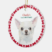 Waterverf Chihuahua Persoonlijke Kerstmis Keramisch Ornament (Links)