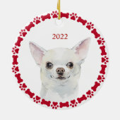 Waterverf Chihuahua Persoonlijke Kerstmis Keramisch Ornament (Achterkant)