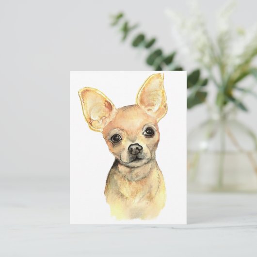 Waterverf Chihuahua, Pet Dog Animal Briefkaart (Staand voorkant)
