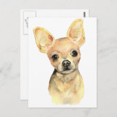 Waterverf Chihuahua, Pet Dog Animal Briefkaart (Voorkant / Achterkant)