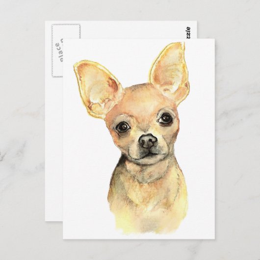 Waterverf Chihuahua, Pet Dog Animal Briefkaart (Voorkant / Achterkant)