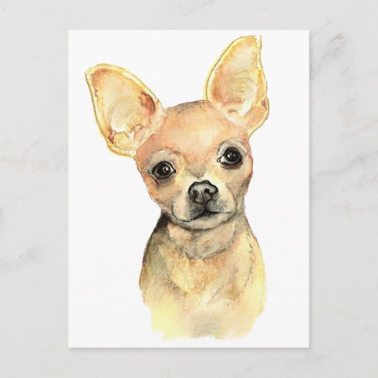 Waterverf Chihuahua, Pet Dog Animal Briefkaart (Voorkant)
