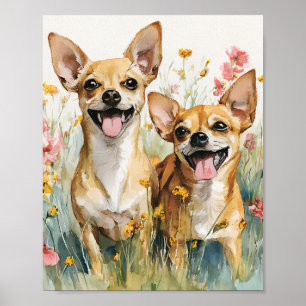 Waterverf Chihuahua Poster – Schattigee kleine hon