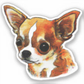 Waterverf Chihuahua Sticker (Voorkant)