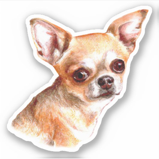 Waterverf Chihuahua Sticker (Voorkant)