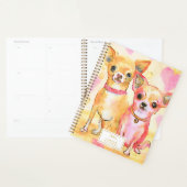 Waterverf Chihuahuas in Love Cute Pink-honden Planner (Display)