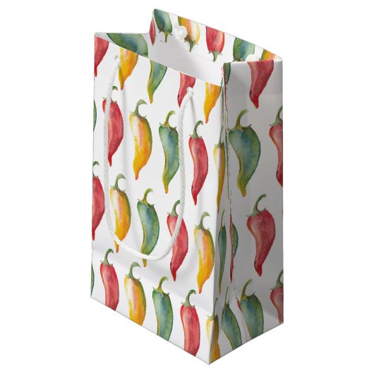 Waterverf Chili Pepper Small Gift Bag Klein Cadeauzakje (Voorkant Gekanteld)