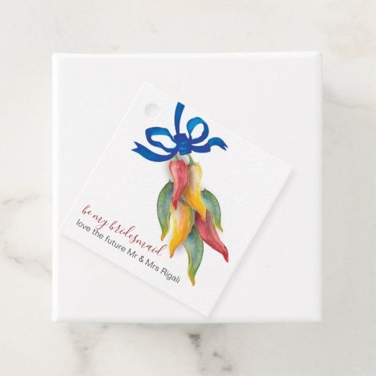 Waterverf Chili Peppers Bridesmaid Gift Label (In situ)