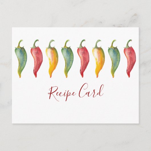 Waterverf Chili Peppers Recipcard Feestdagenkaart (Voorkant)