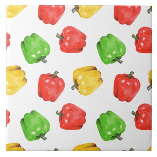 Waterverf Chilli Pepers Patroon Tegeltje (Voorkant)