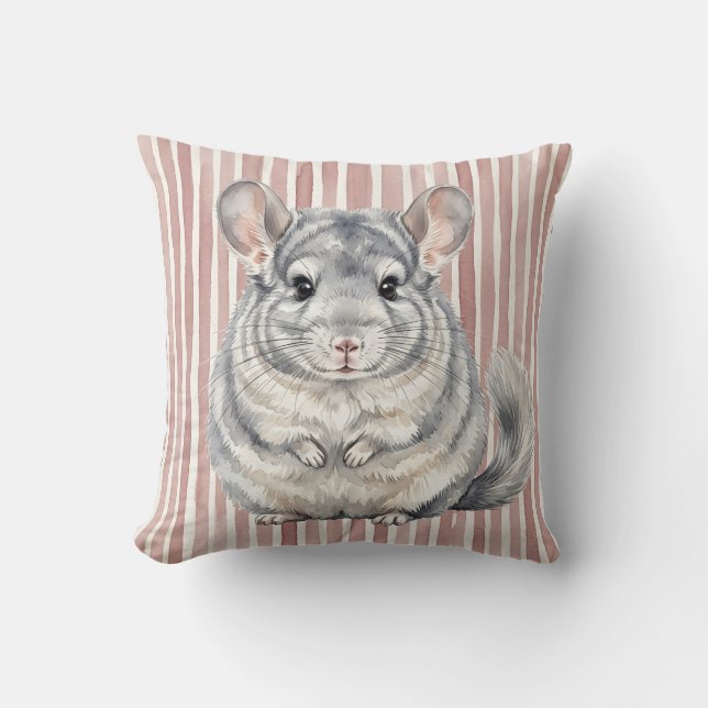 Waterverf Chinchilla Worp Kussen (Voorkant)