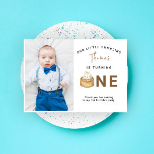 Waterverf Chinees dumpling eerste verjaardagsfeest Bedankkaart