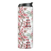 Waterverf Chinese Pagode - Kersenbloesems (10) Thermosbeker (Gedraaid links)