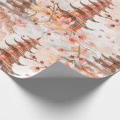 Waterverf Chinese pagode met kersenbloesems (1) Cadeaupapier (Hoek)