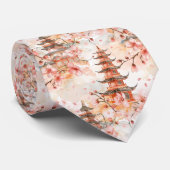 Waterverf Chinese pagode met kersenbloesems (1) Stropdas (Opgerold)