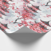 Waterverf Chinese pagode met kersenbloesems (2) Cadeaupapier (Hoek)