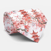 Waterverf Chinese pagode met kersenbloesems (3) Stropdas (Opgerold)